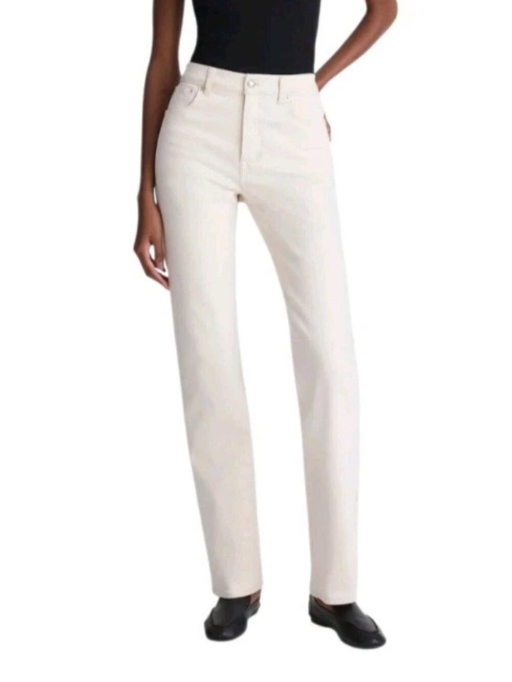 Madewell Womens Jeans Size 27 Tall Longline Straight Vintage Canvas Cream New